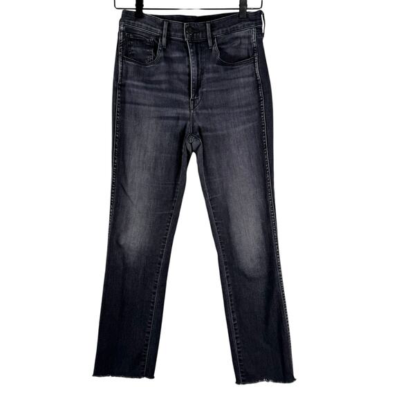 3 x 1 Women's Black Stretch Raw Hem Crop High Rise Slim Straight Jeans Size 27 - Picture 1 of 10